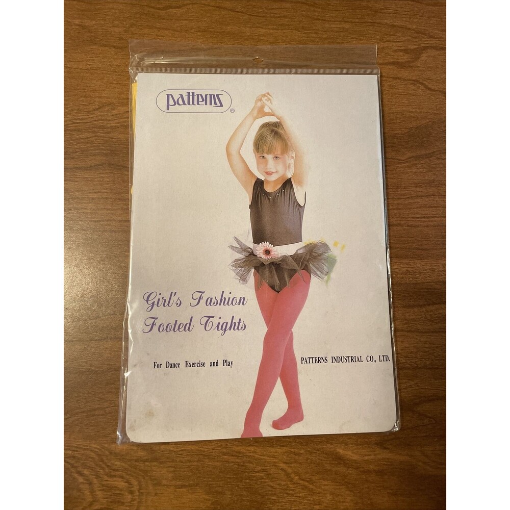 Girl's Patterns Sz M Industrial Yellow Fashion Footed Tights Dance Exercise Play